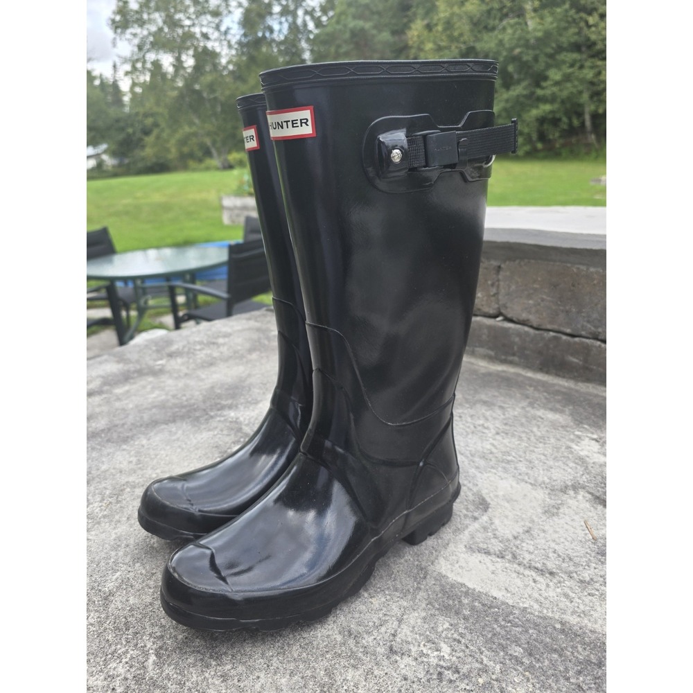 Women's Size US 9 - Hunter Original Tall Rain Boots Gloss Black WFT1001RGL